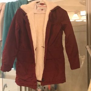 Girls Tilly’s burgundy sherpa lined jacket